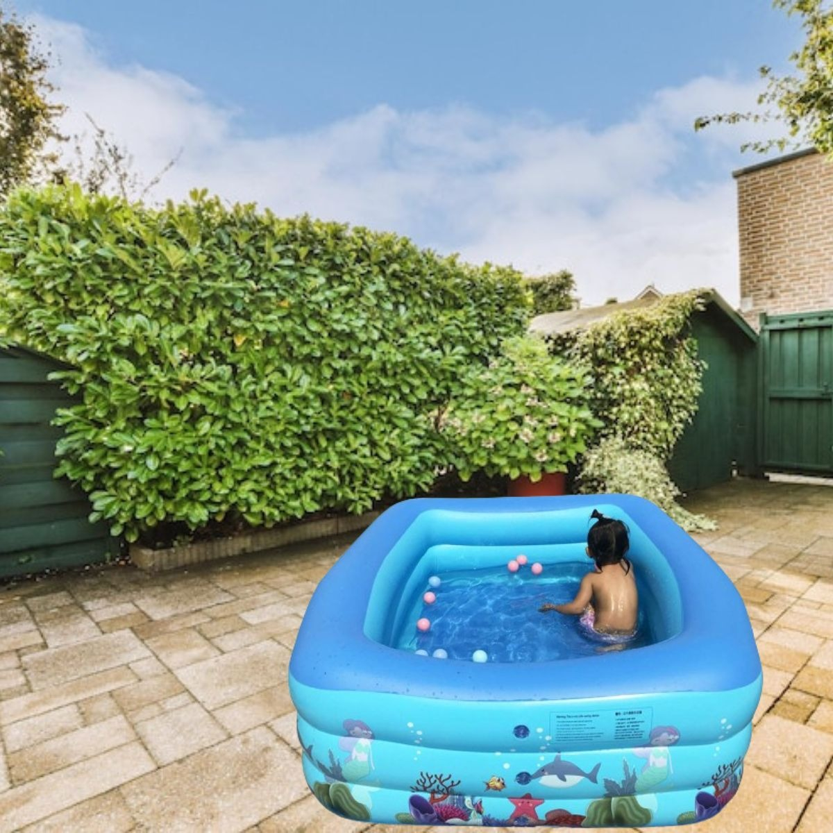 PISCINA INFLABLE RECTANGULAR GRANDE FAMILIAR NIÑOS LAU - 2