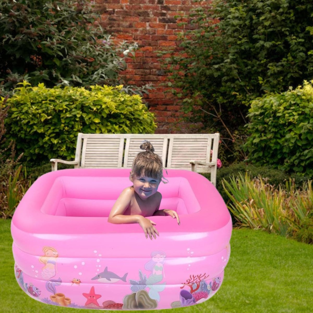 PISCINA INFLABLE RECTANGULAR GRANDE FAMILIAR NIÑOS LAU - 6