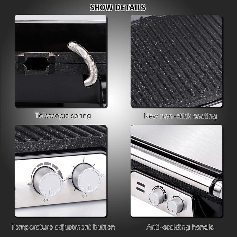 SANDWICHERA PLANCHA ANTIADHERENTE ACERO INOX COCINA LAU - 1