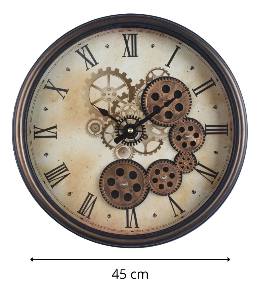 RELOJ PARED DECORATIVO ENGRANAJE REDONDO SILENCIOSO JHN - 2