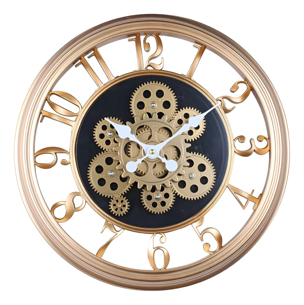 RELOJ PARED DECORATIVO RETRO 3D ENGRANAJE REDONDO HOGAR JHN - 1