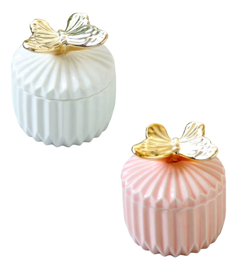 SET 2 JOYERO DECORATIVO MULTIUSO TAPA MARIPOSA JHN - 3