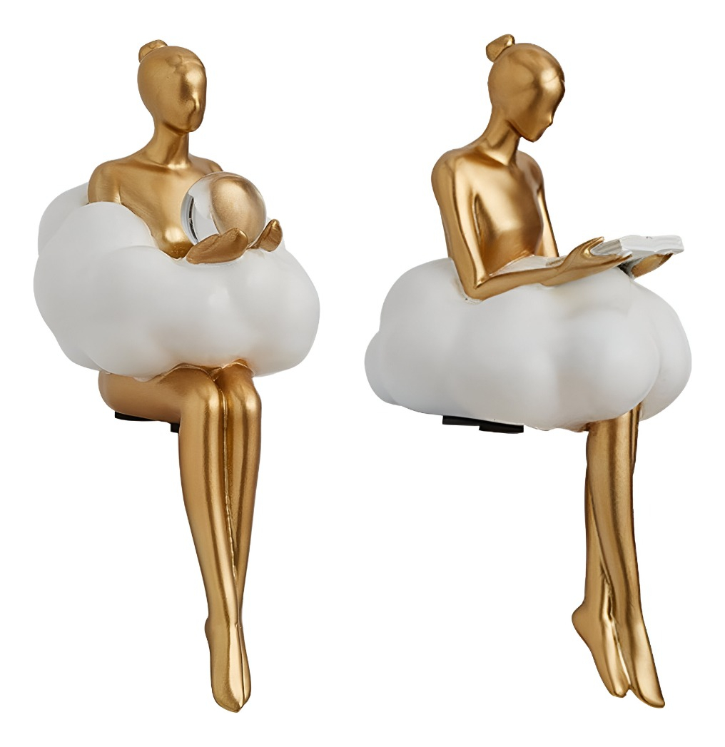 SET 2 ESTATUA DECORATIVA CREATIVA FIGURA SENTADA MODERNA JHN - 1