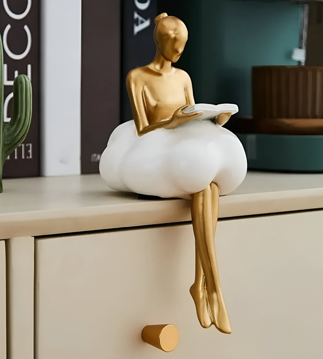 SET 2 ESTATUA DECORATIVA CREATIVA FIGURA SENTADA MODERNA JHN - 2