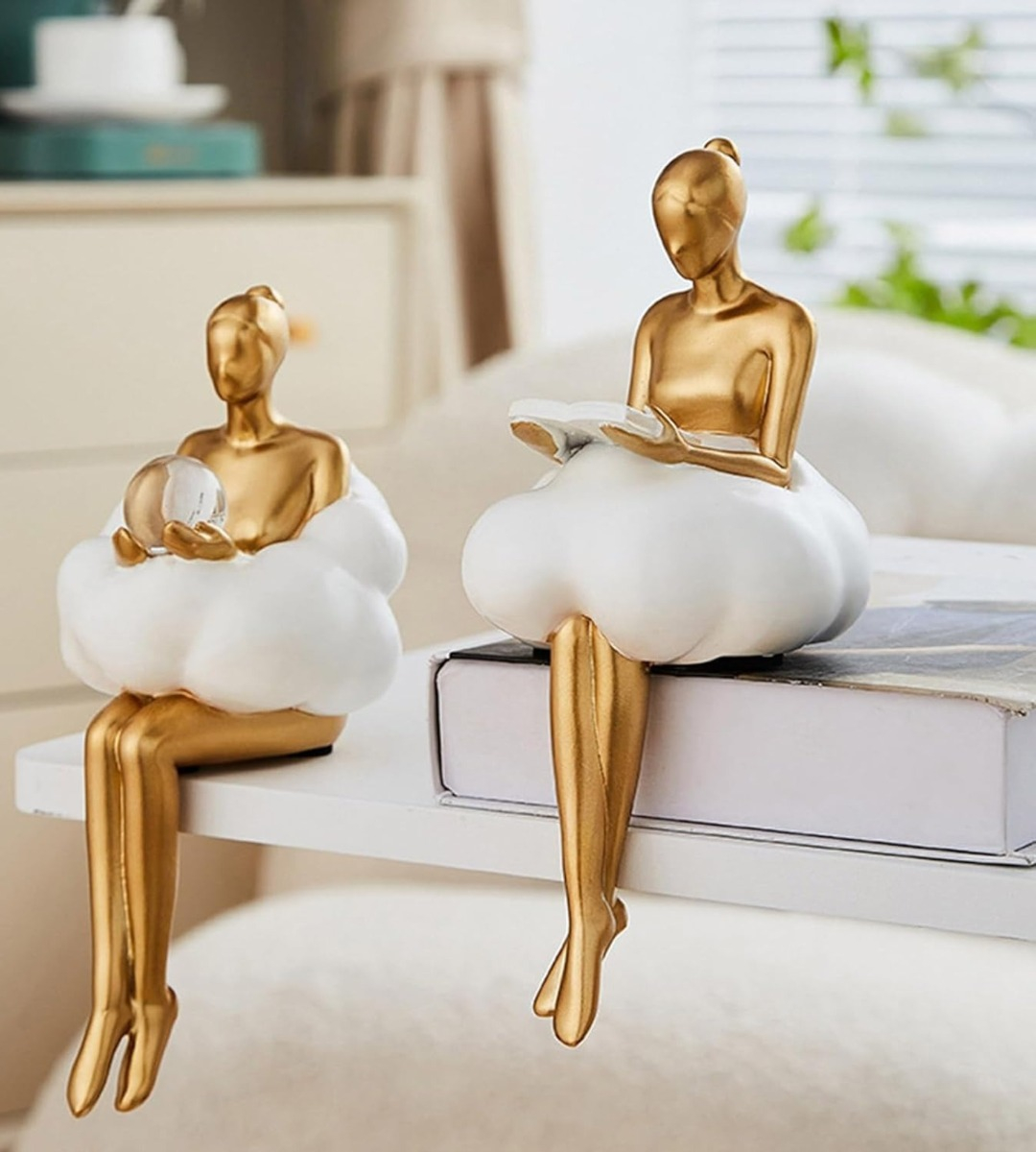 SET 2 ESTATUA DECORATIVA CREATIVA FIGURA SENTADA MODERNA JHN - 5