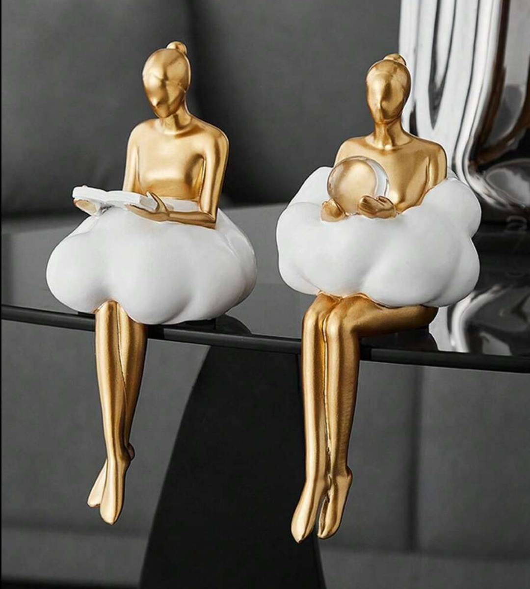 SET 2 ESTATUA DECORATIVA CREATIVA FIGURA SENTADA MODERNA JHN - 7