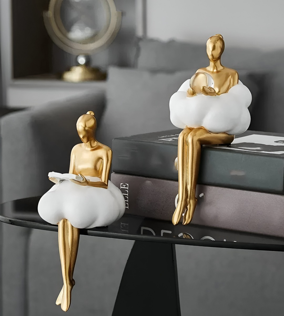 SET 2 ESTATUA DECORATIVA CREATIVA FIGURA SENTADA MODERNA JHN - 9