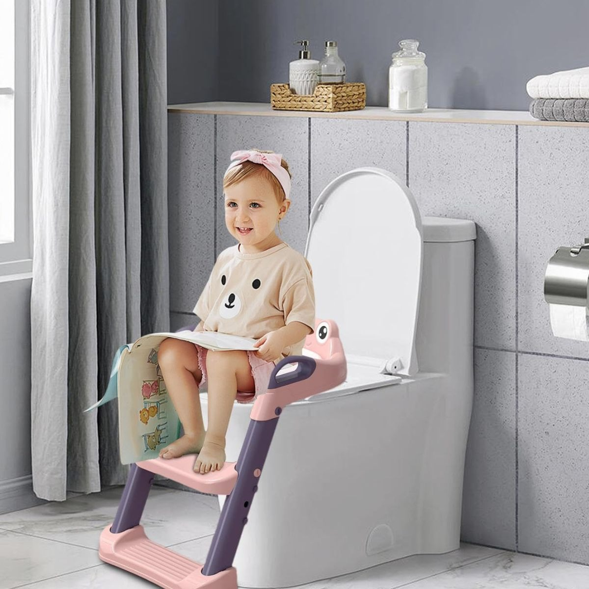 ASIENTO DE INODORO NIÑOS ESCALERA PLEGABLE AJUSTABLE LAU - 8