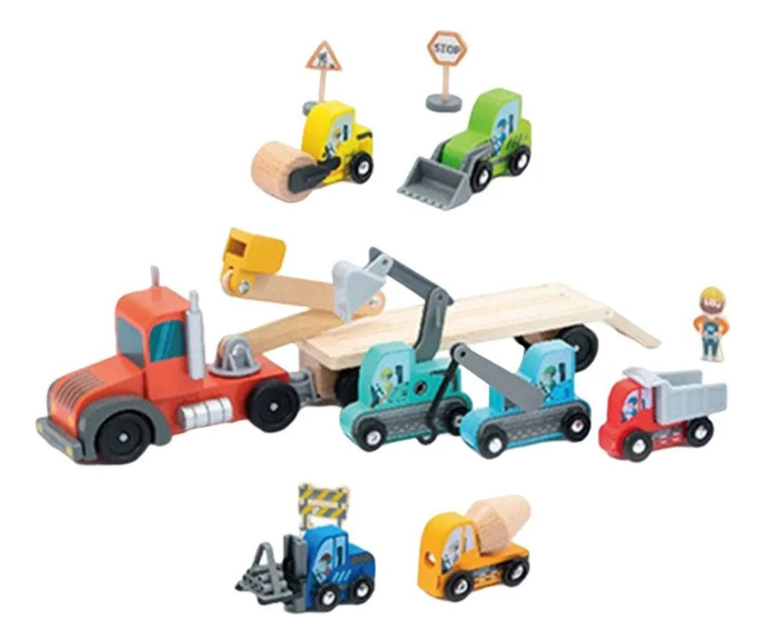 PACK JUGUETE MADERA ROMPECABEZAS VEHICULO CONSTRUCCION LAU - 2