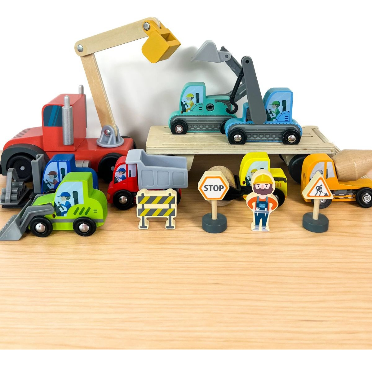 PACK JUGUETE MADERA ROMPECABEZAS VEHICULO CONSTRUCCION LAU - 5