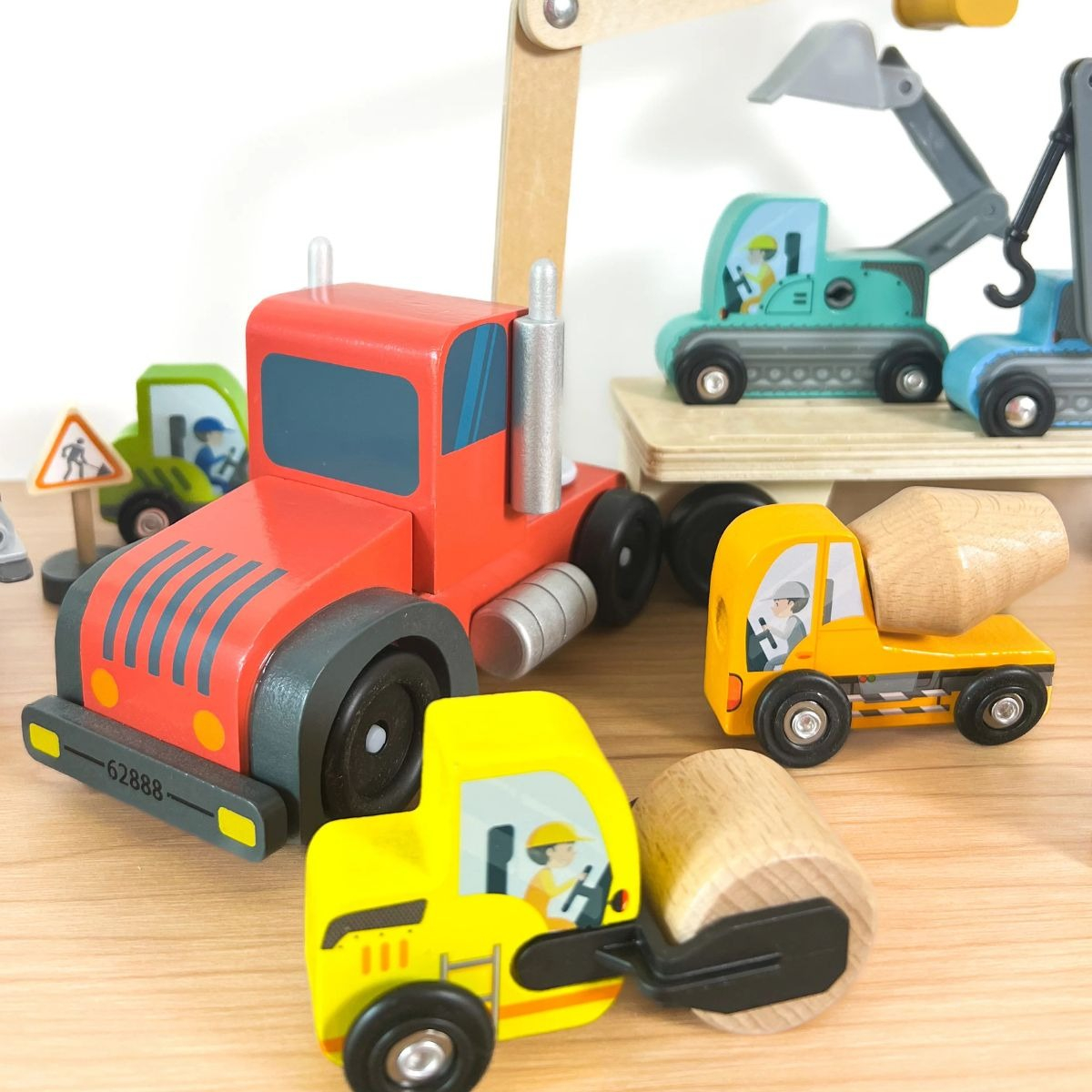 PACK JUGUETE MADERA ROMPECABEZAS VEHICULO CONSTRUCCION LAU - 6