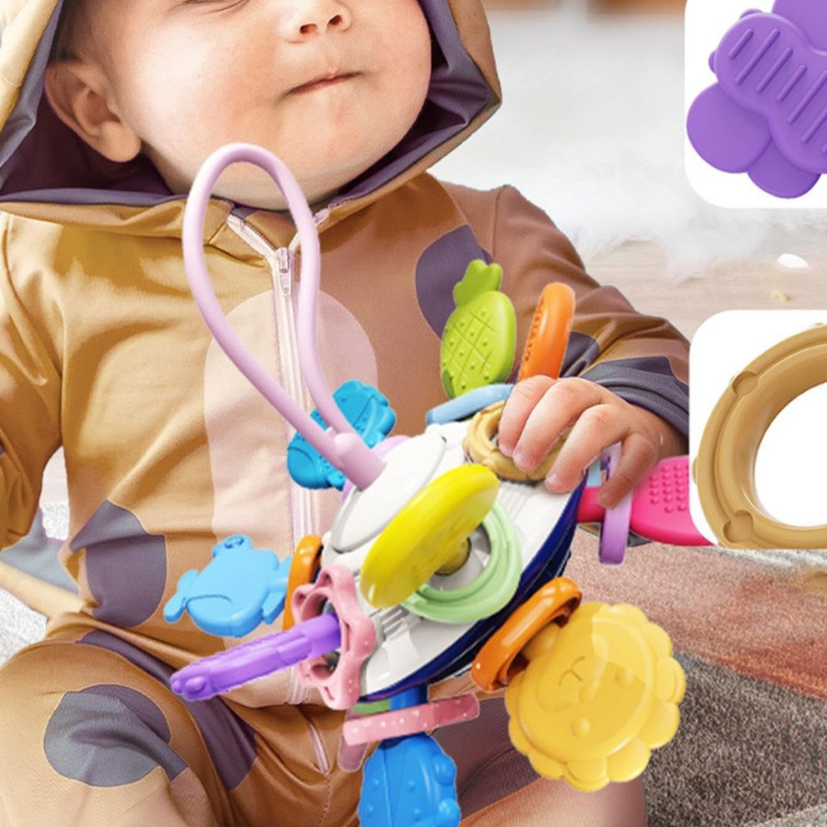 SONAJERO GIRATORIO SILICONA SENSORIAL PARA BEBE LAU - 4