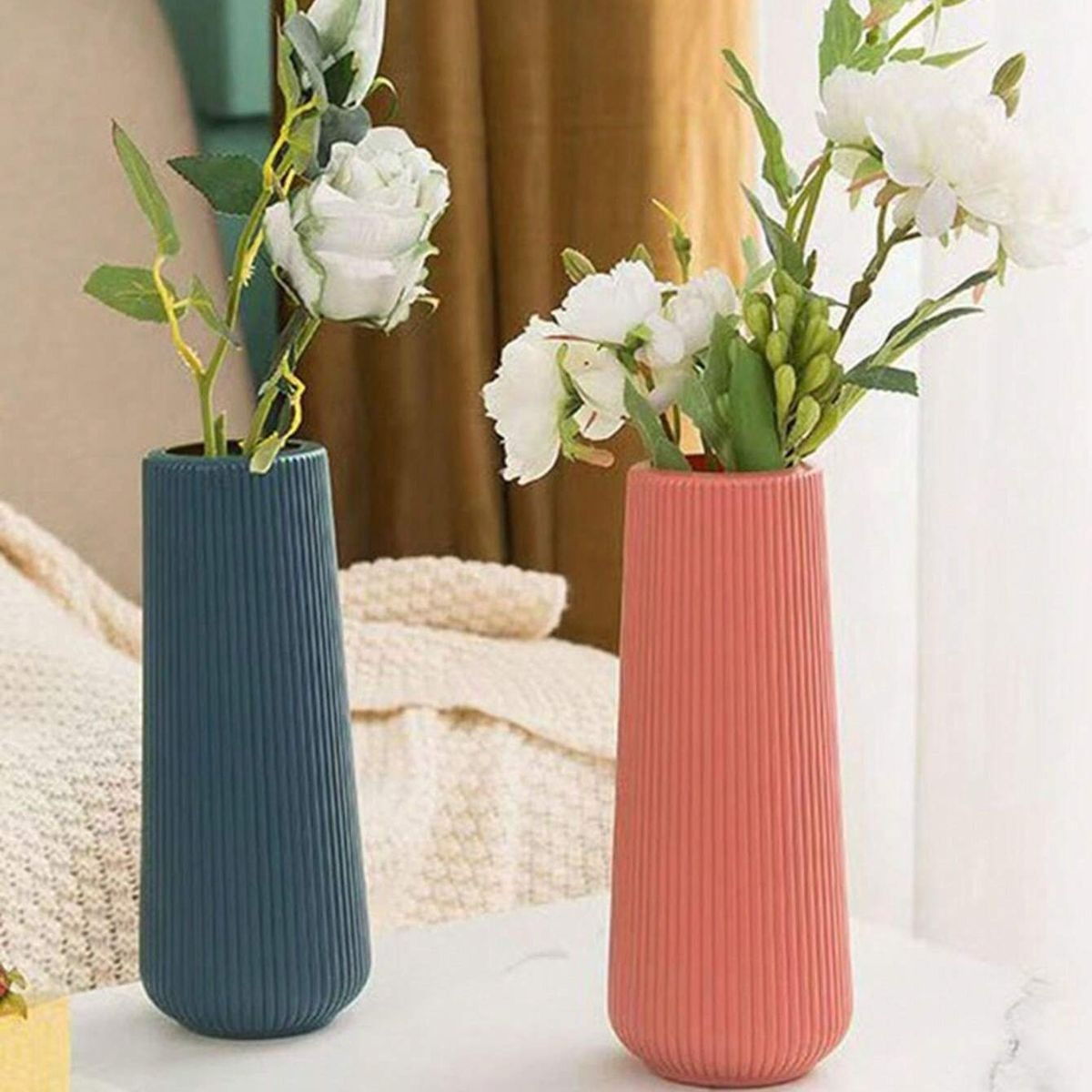 SET 5 FLOREROS PLASTICO NORDICO DECORACION SALA HOGAR LAU - 5