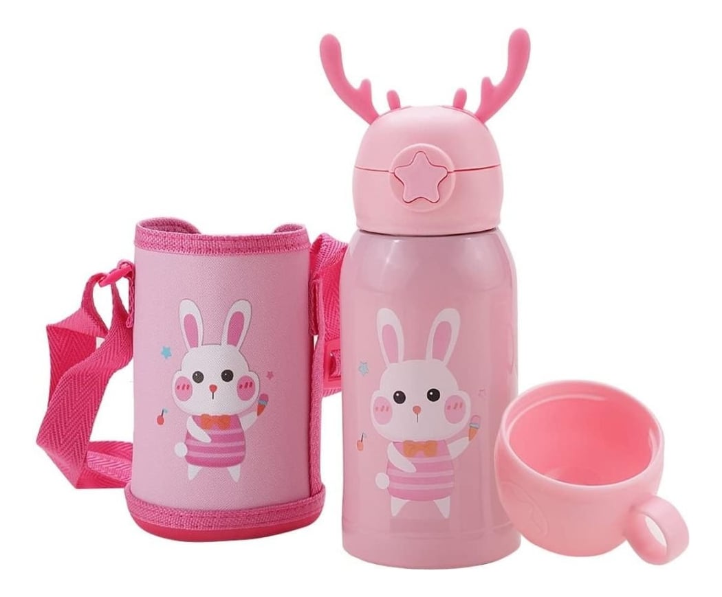 BOTELLA DE AGUA CON PAJITA INFANTIL TERMICA NIÑOS LAU - 1