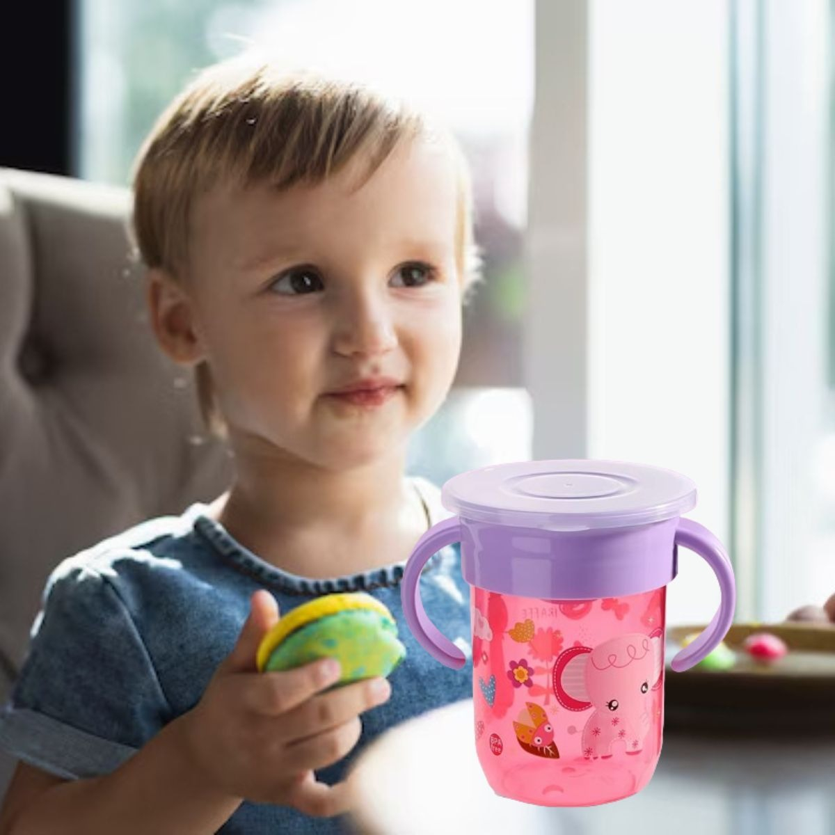 SET 3 VASOS ASA GIRATORIO ANTIDERRAME DIVERTIDO NIÑOS LAU - 9