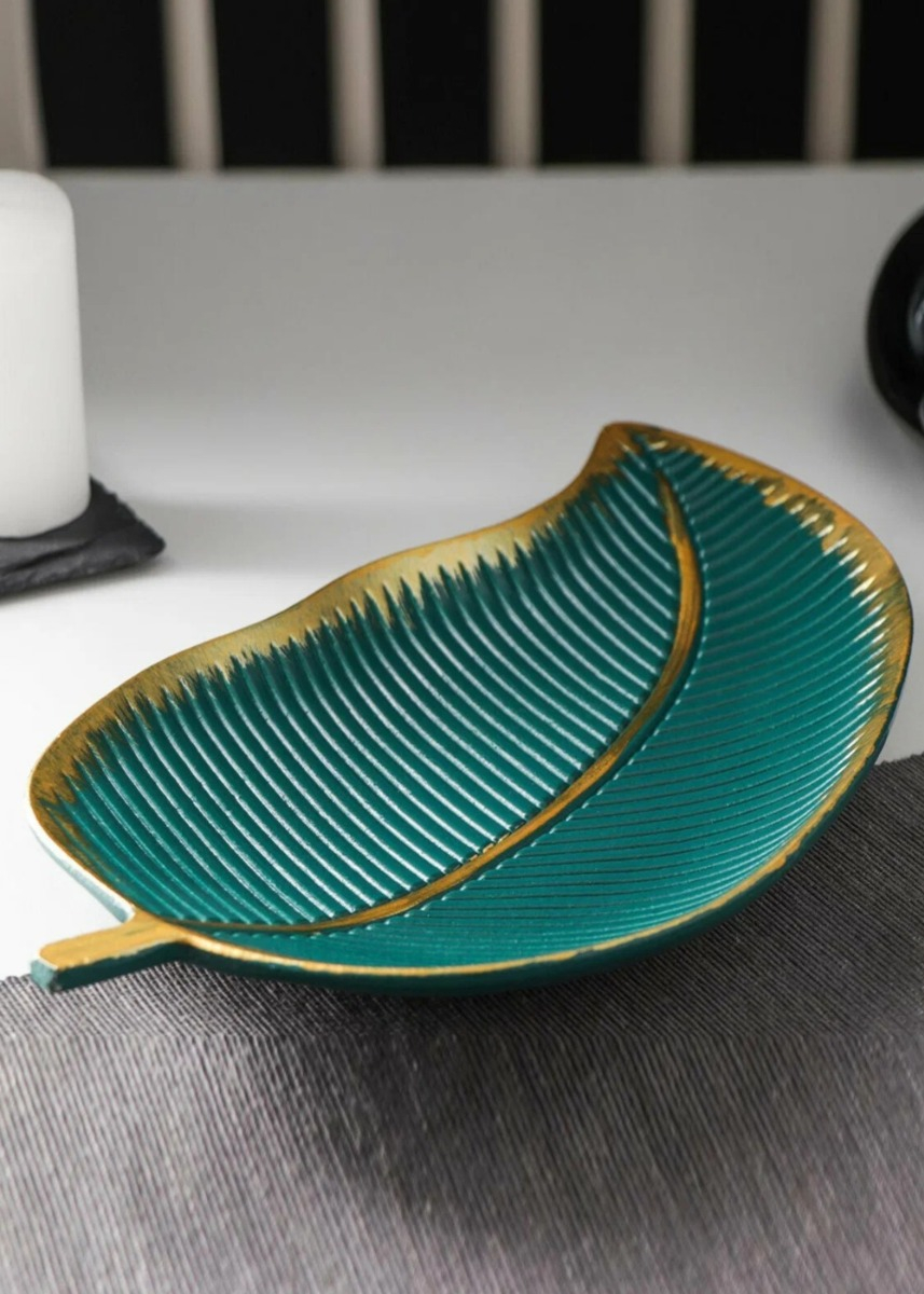 SET 3 PLATO BASE HOJA TROPICAL MESA TEXTURA DECORATIVO JHN - 9