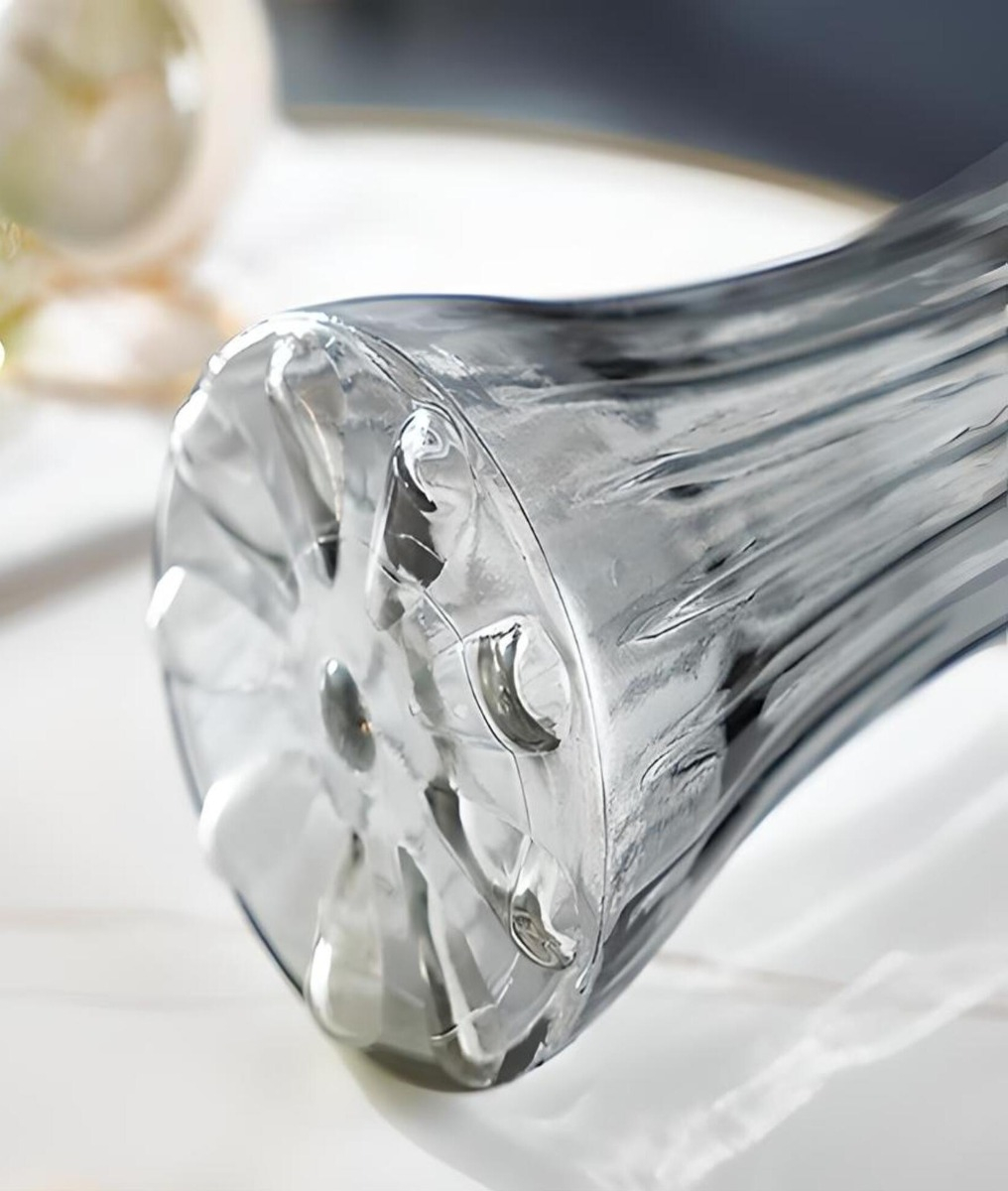 FLORERO JARRÓN DECORATIVO TRANSPARENTE TEXTURA HOGAR JHN - 10
