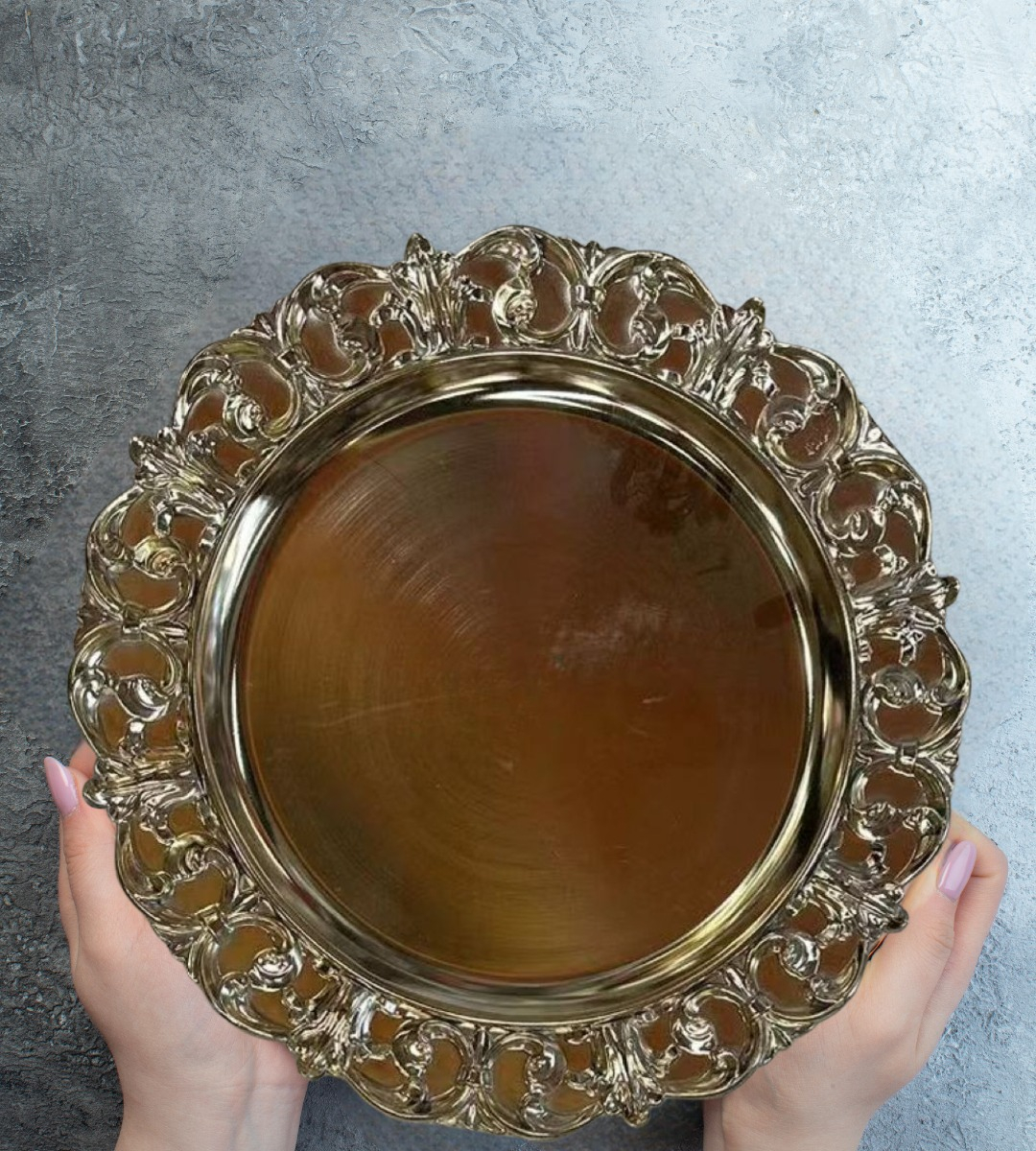 SET 2 PLATO BASE CARGA RELIEVE VINTAGE MESA DECORATIVO JHN - 10