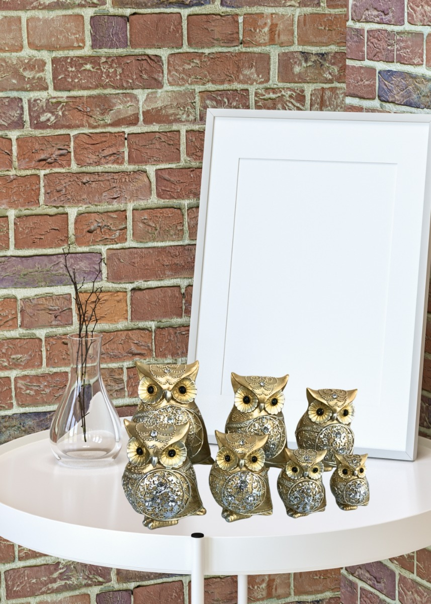 ESTATUA DECORATIVA BÚHO FAMILIA SABIDURÍA 7 PIEZAS JHN - 8
