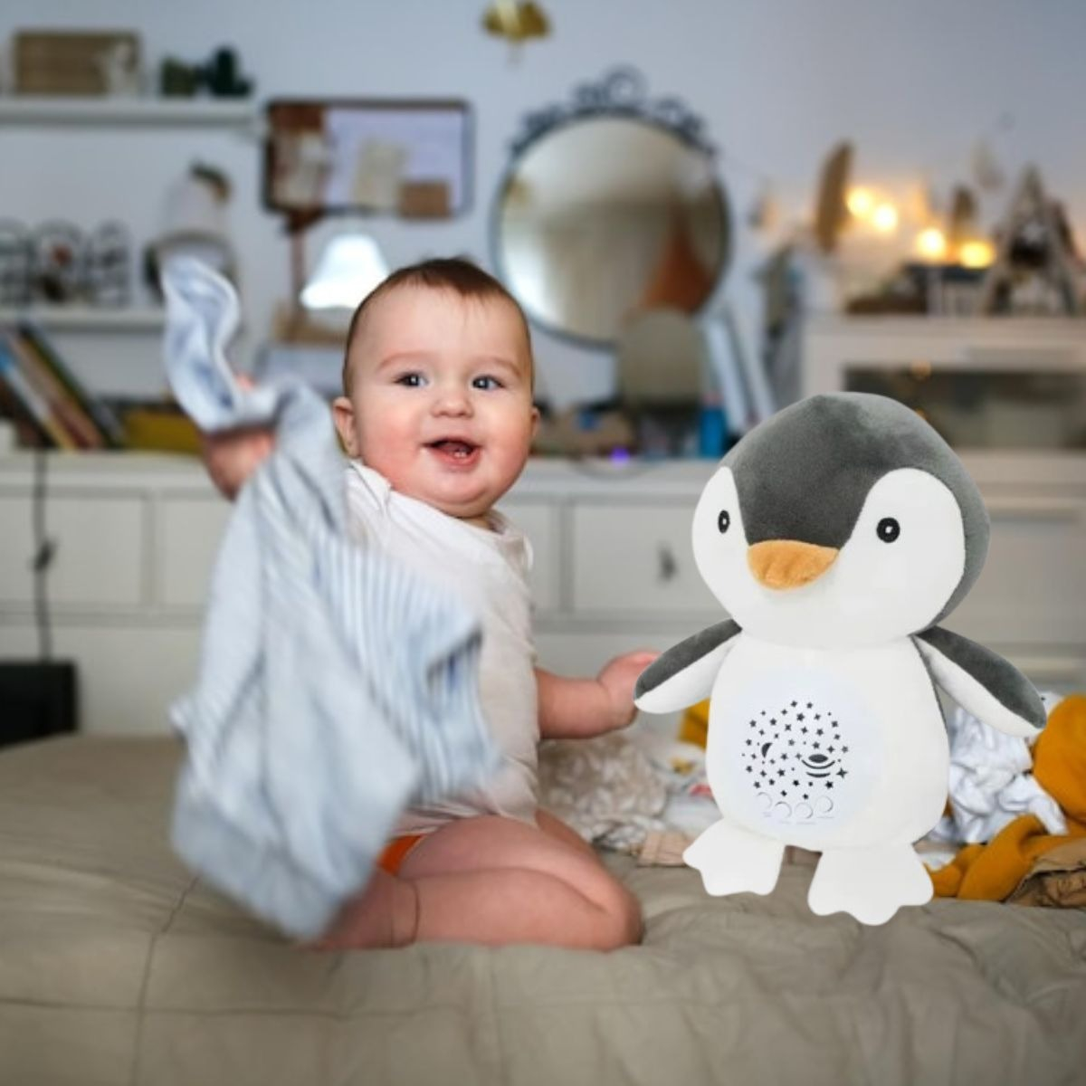 PELUCHE MUSICAL LUZ NOCTURNA INFANTIL SUAVE BEBE LAU - 8