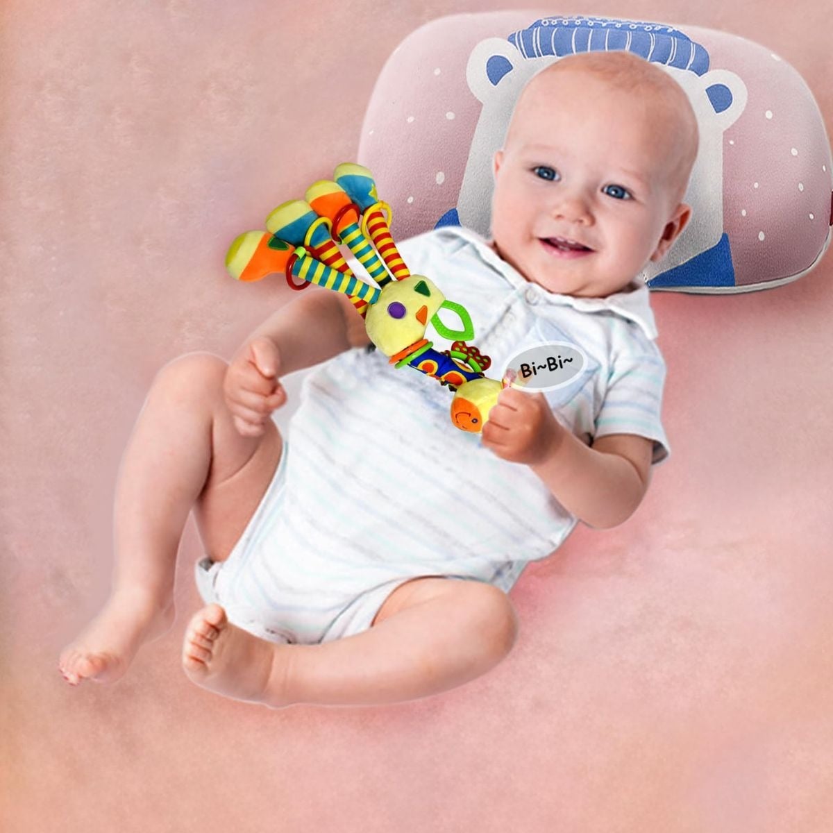 JUGUETE PELUCHE JIRAFA COLORIDA COLGANTE SUAVE BEBE LAU - 4