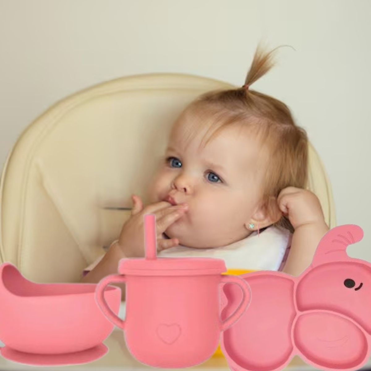 SET ALIMENTACION ELEFANTE BEBE 9 PZA SILICONA DIVERTIDA LAU - 4