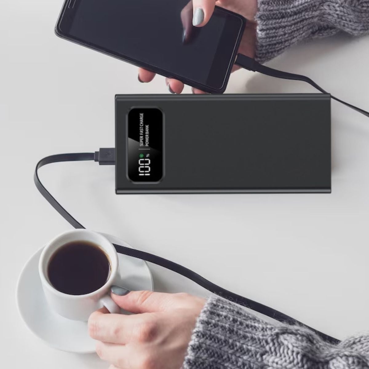 CARGADOR PORTATIL POWER BANK CARGA RAPIDA PANTALLA LED JHN - 2