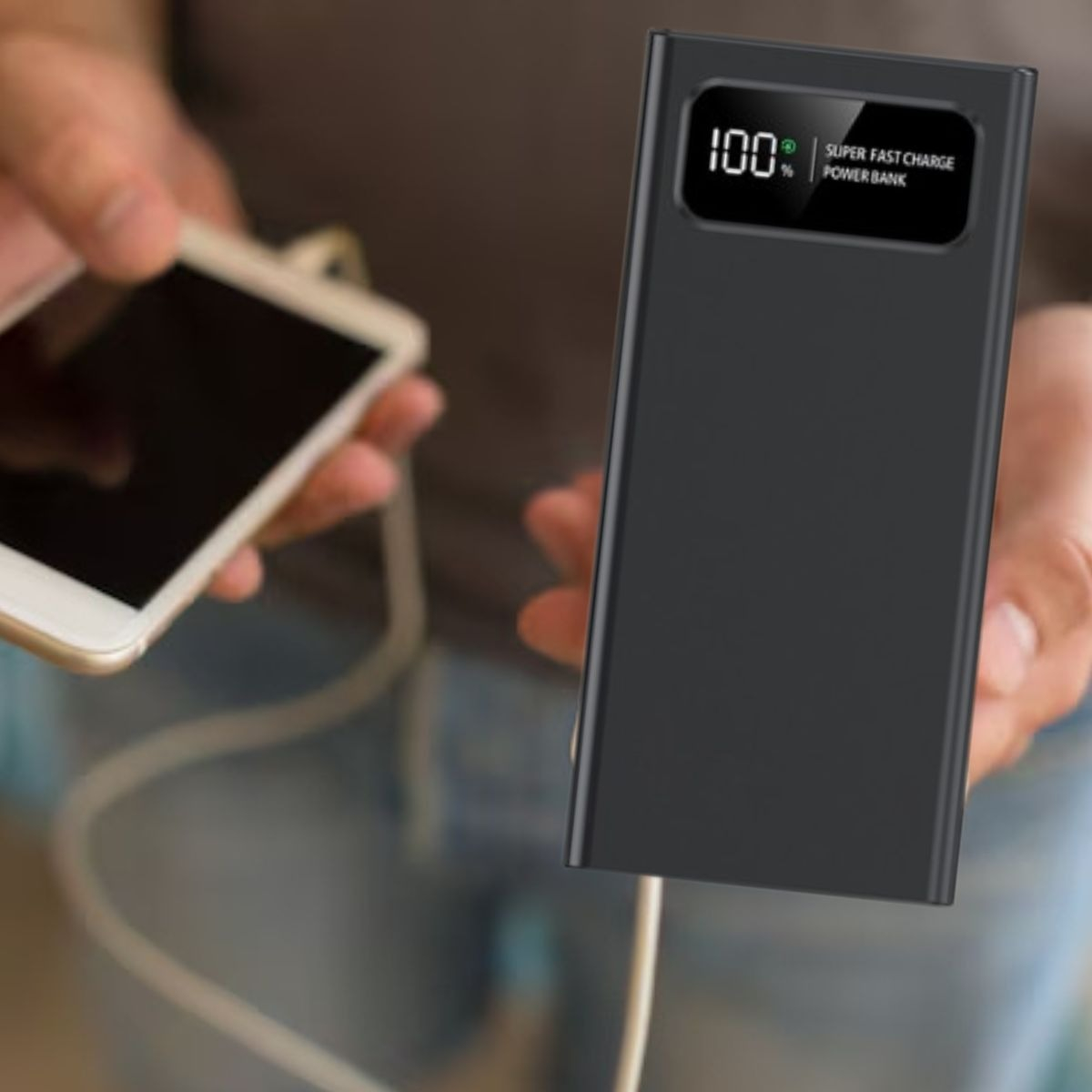 CARGADOR PORTATIL POWER BANK CARGA RAPIDA PANTALLA LED JHN - 6