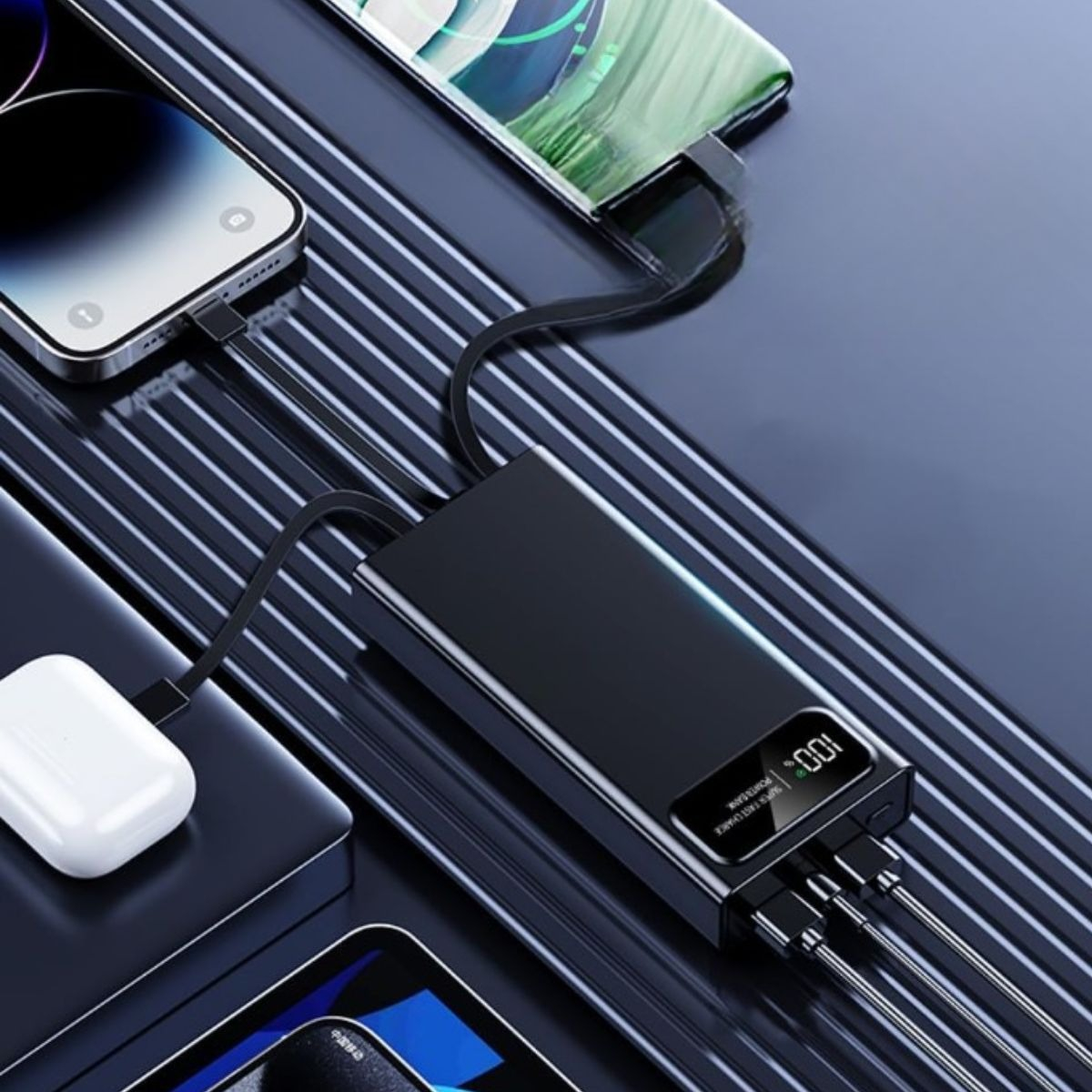 CARGADOR PORTATIL POWER BANK CARGA RAPIDA PANTALLA LED JHN - 8
