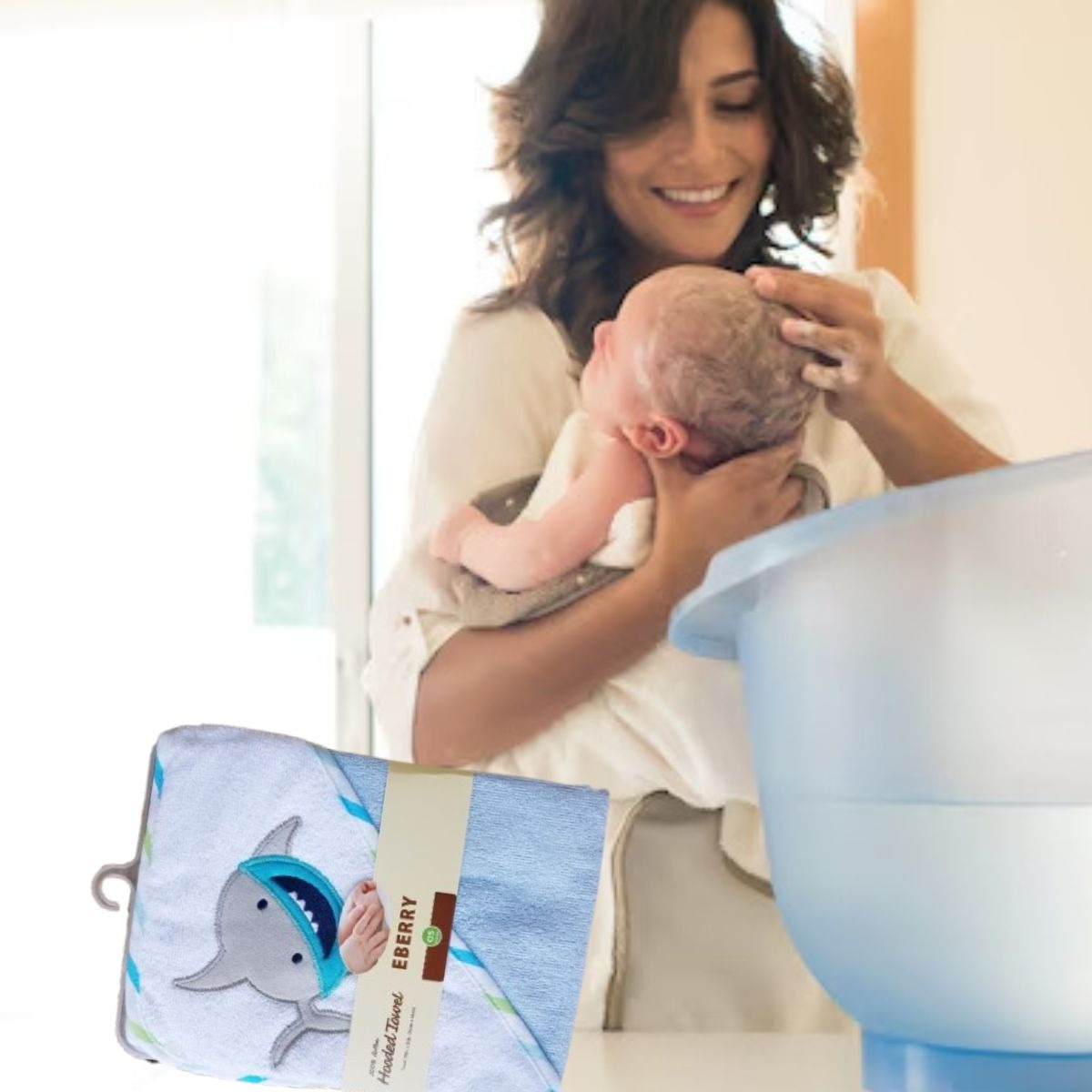 TOALLA DE BAÑO CON CAPUCHA + GUANTE SUAVE BEBE LAU - 10