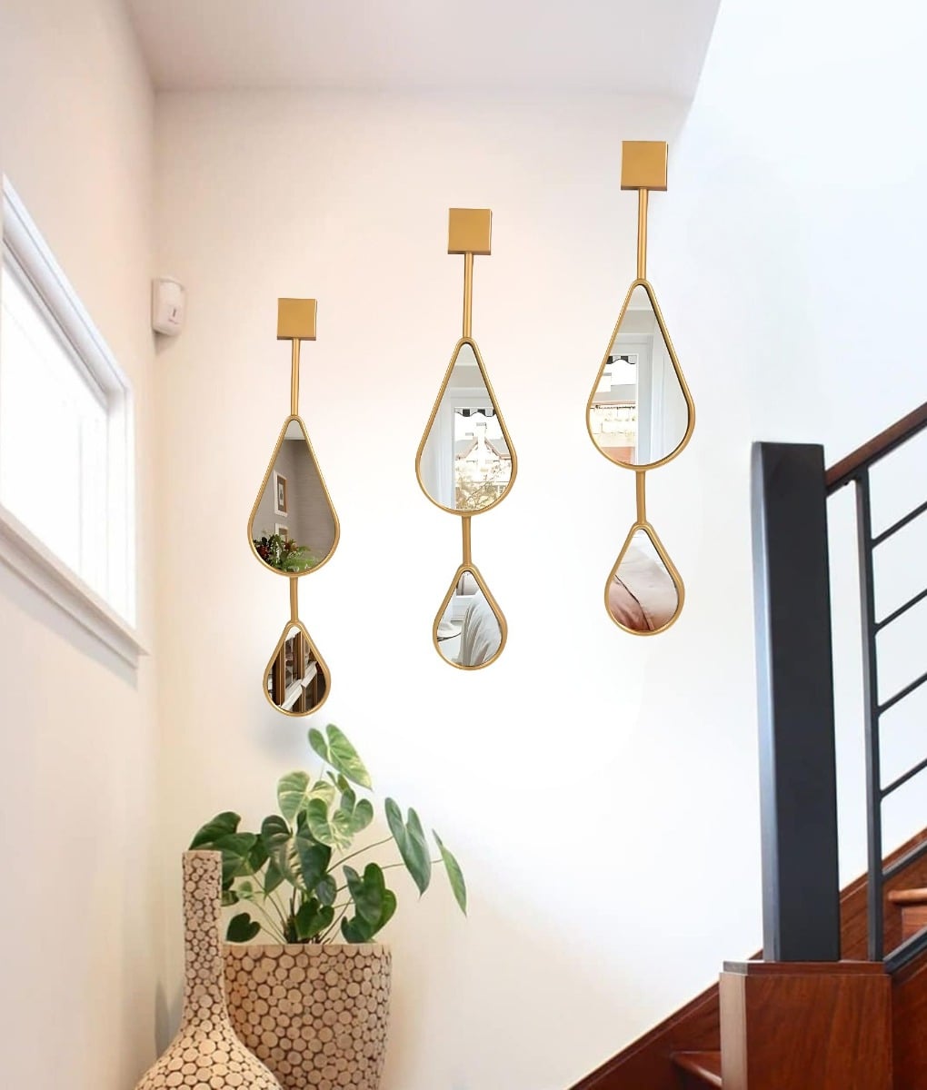 SET 3 ESPEJO DECORATIVO PARED LAGRIMA GOTA HOGAR JHN - 5
