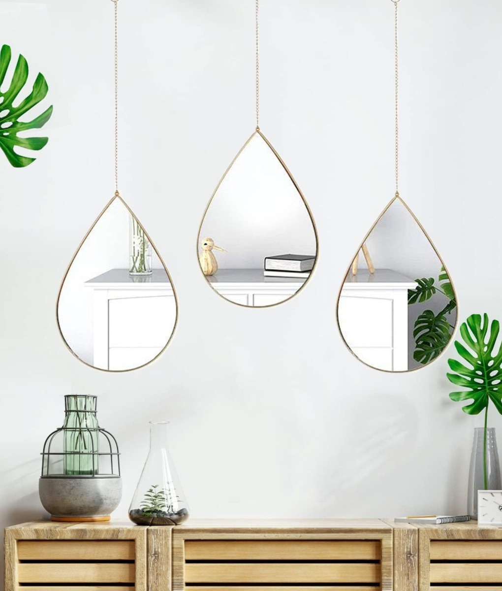 SET 3 ESPEJO LAGRIMA DECORATIVO PARED GOTA HOGAR JHN - 9