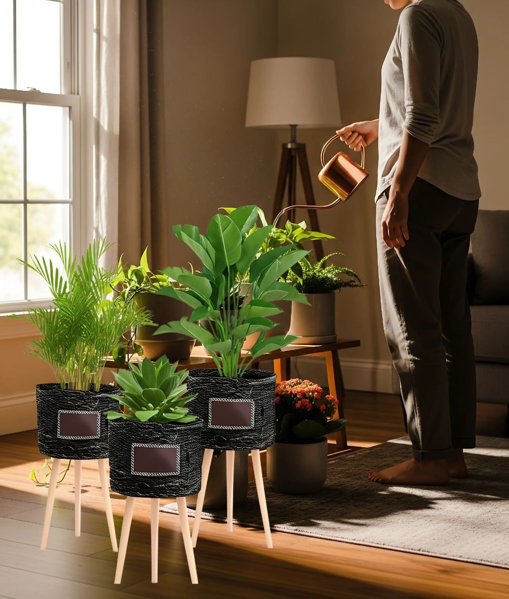 SET MACETEROS MODERNOS SOPORTE MACETAS JARDIN PATAS JHN - 4