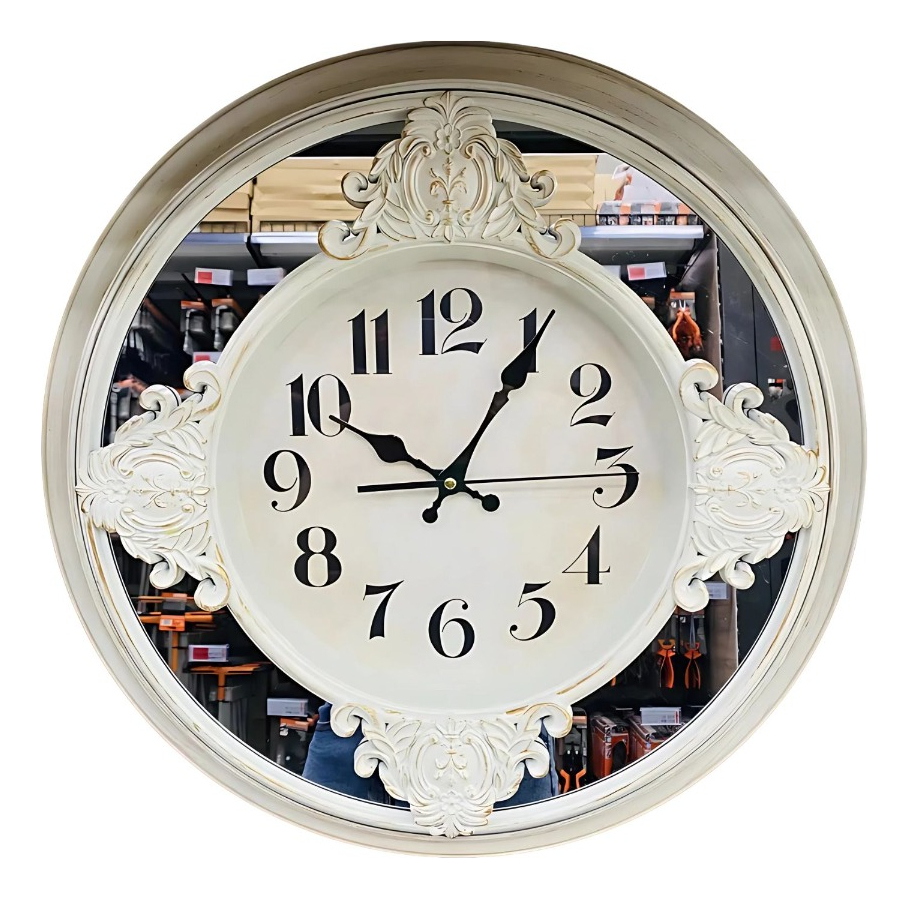 RELOJ PARED DECORATIVO VINTAGE ESPEJO BARROCO REDONDO JHN - 1