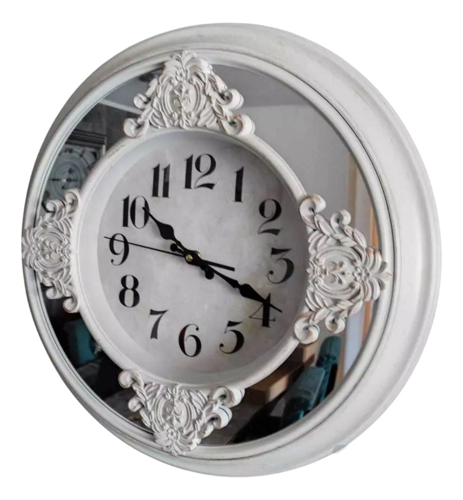 RELOJ PARED DECORATIVO VINTAGE ESPEJO BARROCO REDONDO JHN - 3