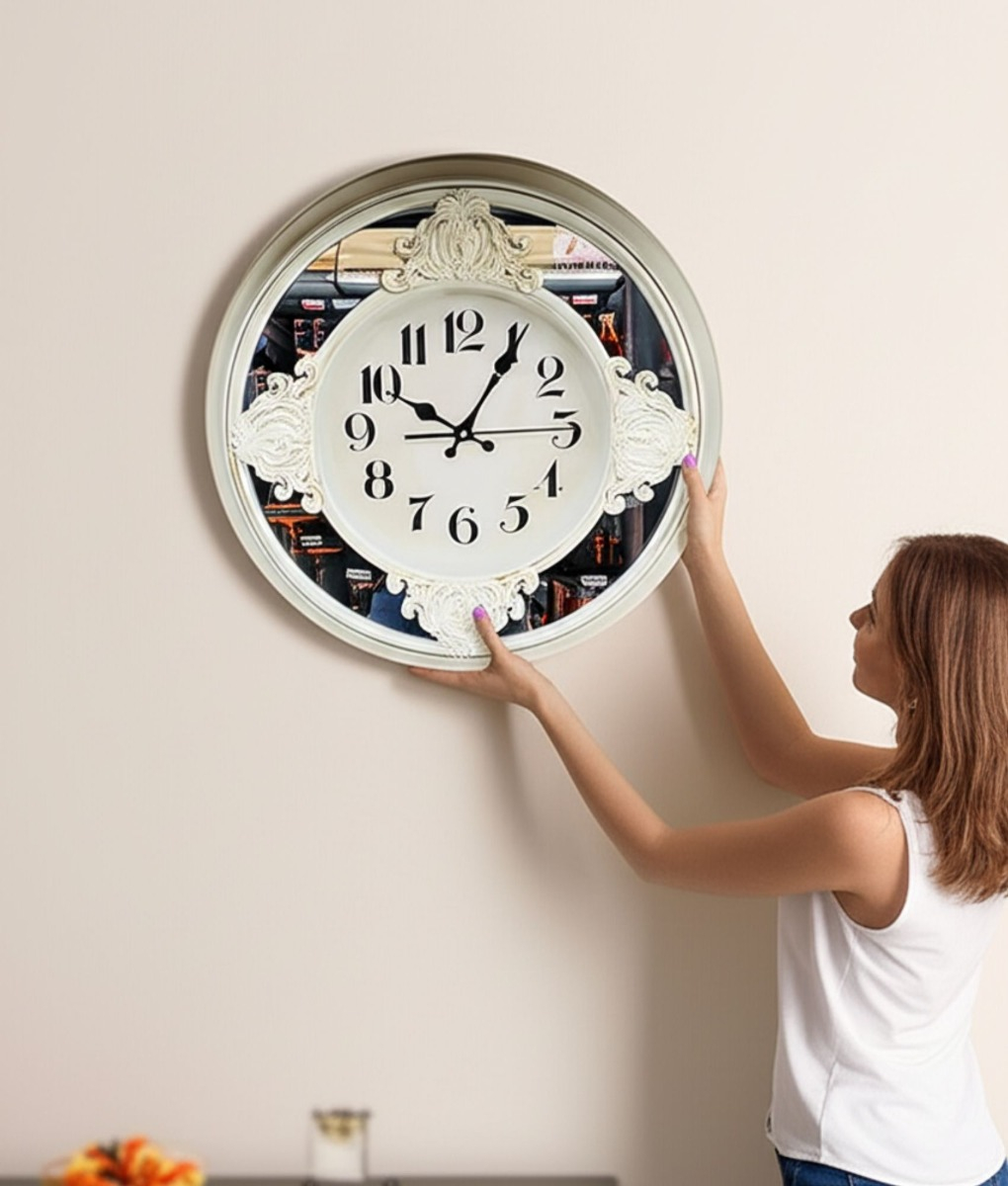 RELOJ PARED DECORATIVO VINTAGE ESPEJO BARROCO REDONDO JHN - 7