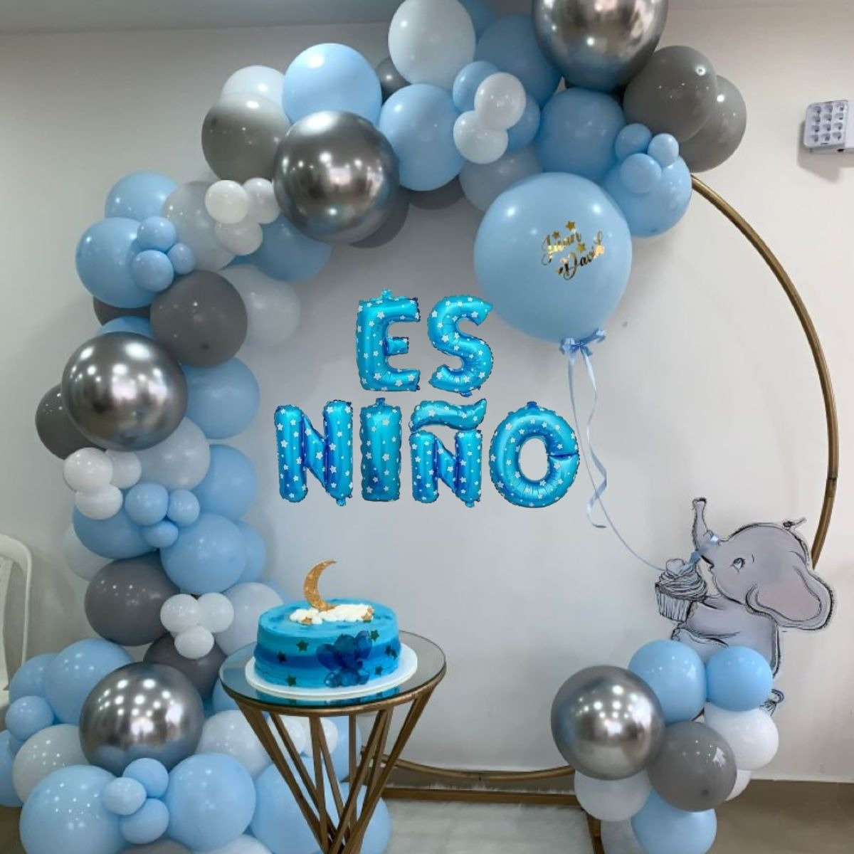 SET 8 GLOBO METALICO LETRERO ES NIÑO REVELA BABY SHOWER LAU - 2