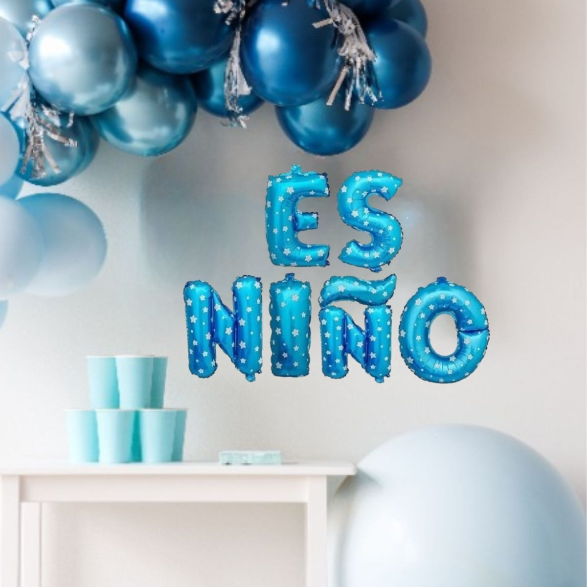 SET 8 GLOBO METALICO LETRERO ES NIÑO REVELA BABY SHOWER LAU - 6