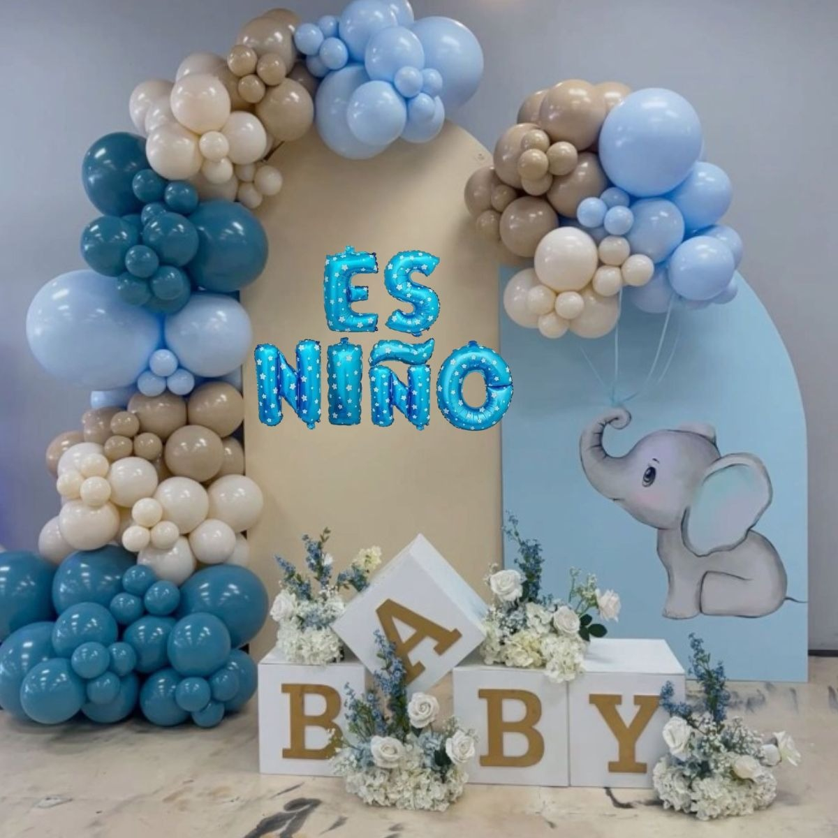 SET 8 GLOBO METALICO LETRERO ES NIÑO REVELA BABY SHOWER LAU - 7