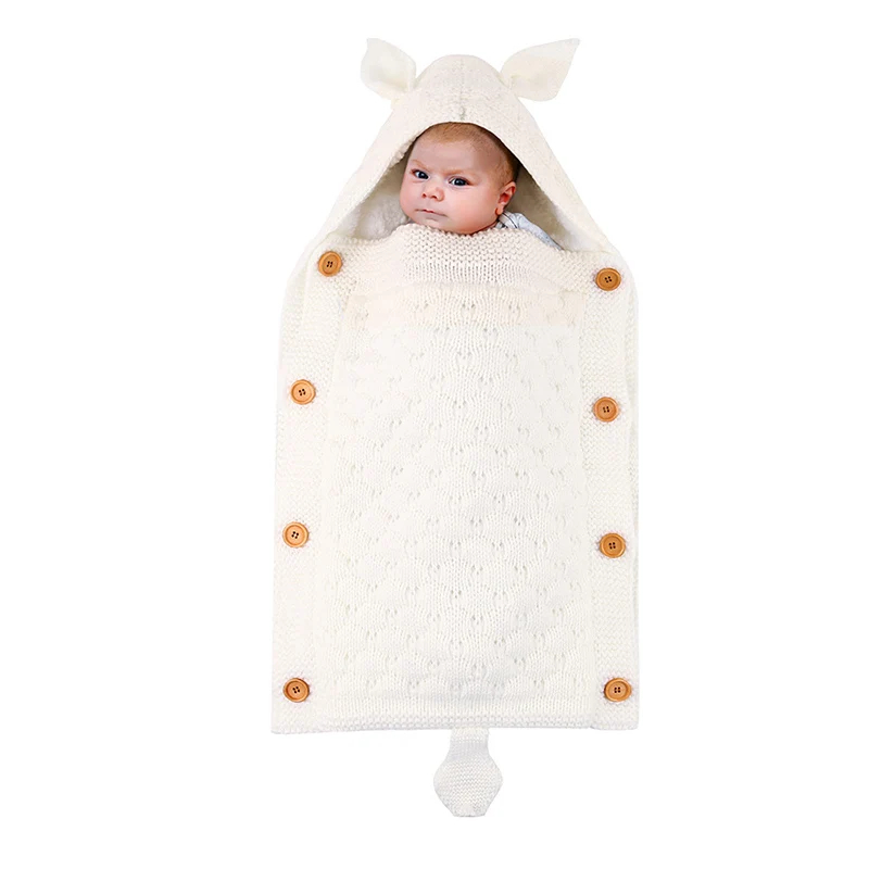 SACO DORMIR INVIERNO TEJIDO CON CAPUCHA SUAVE BEBE LAU - 9