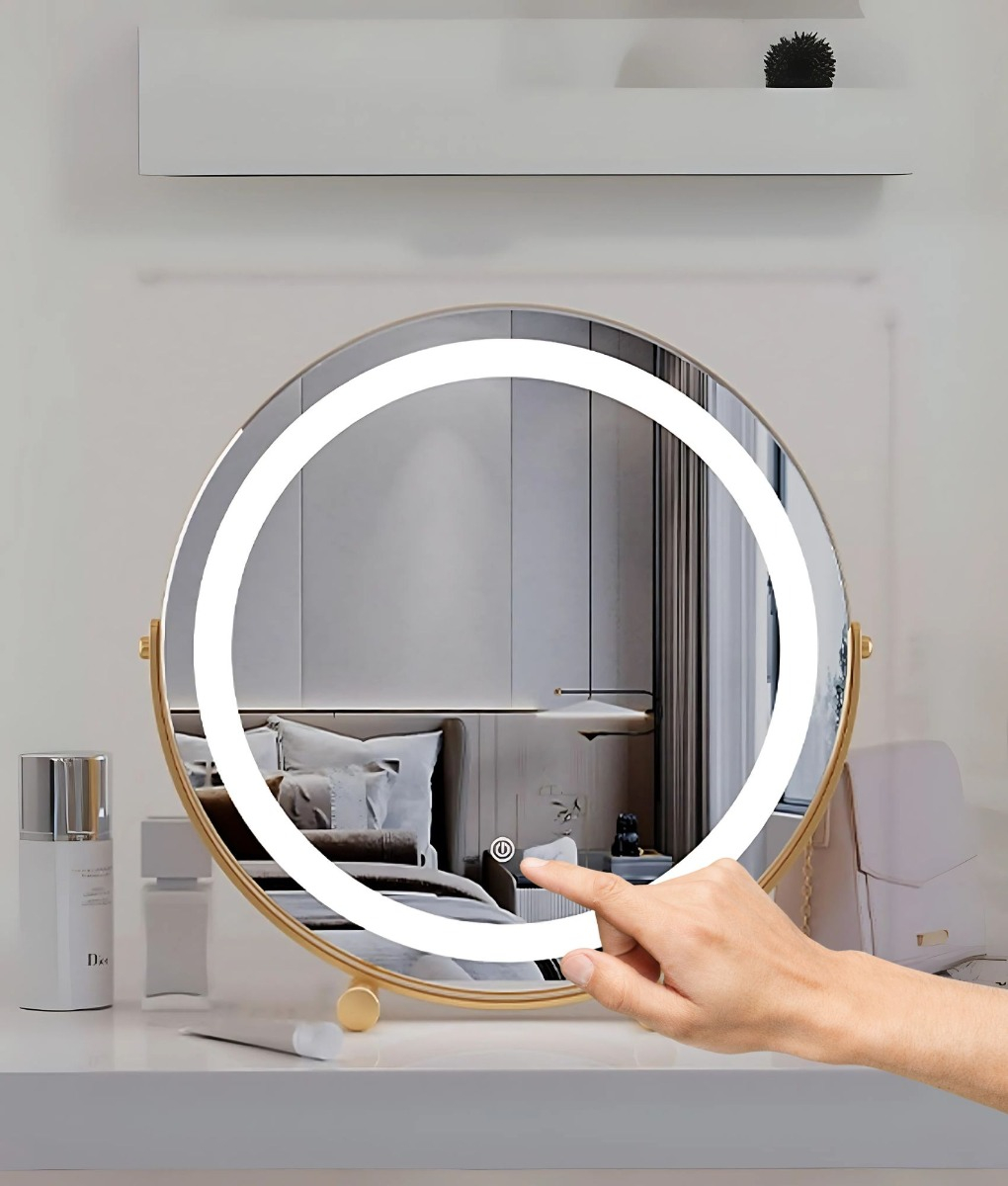 ESPEJO DECORATIVO MESA TACTIL LED REDONDO MAQUILLAJE JHN - 5
