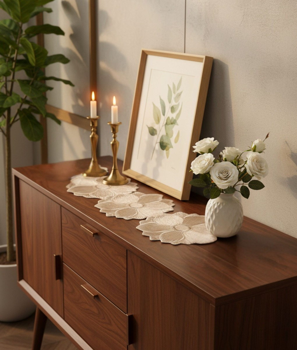 SET 3 CAMINO MESA FLORAL DECORATIVO ELEGANTE HOGAR JHN - 7
