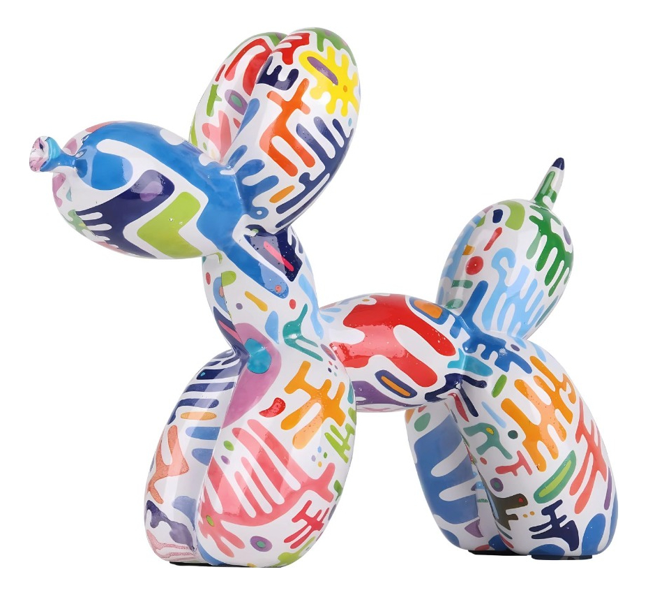 FIGURA DECORATIVA PERRO GLOBO GRAFFITI ESTATUA HOGAR JHN - 1