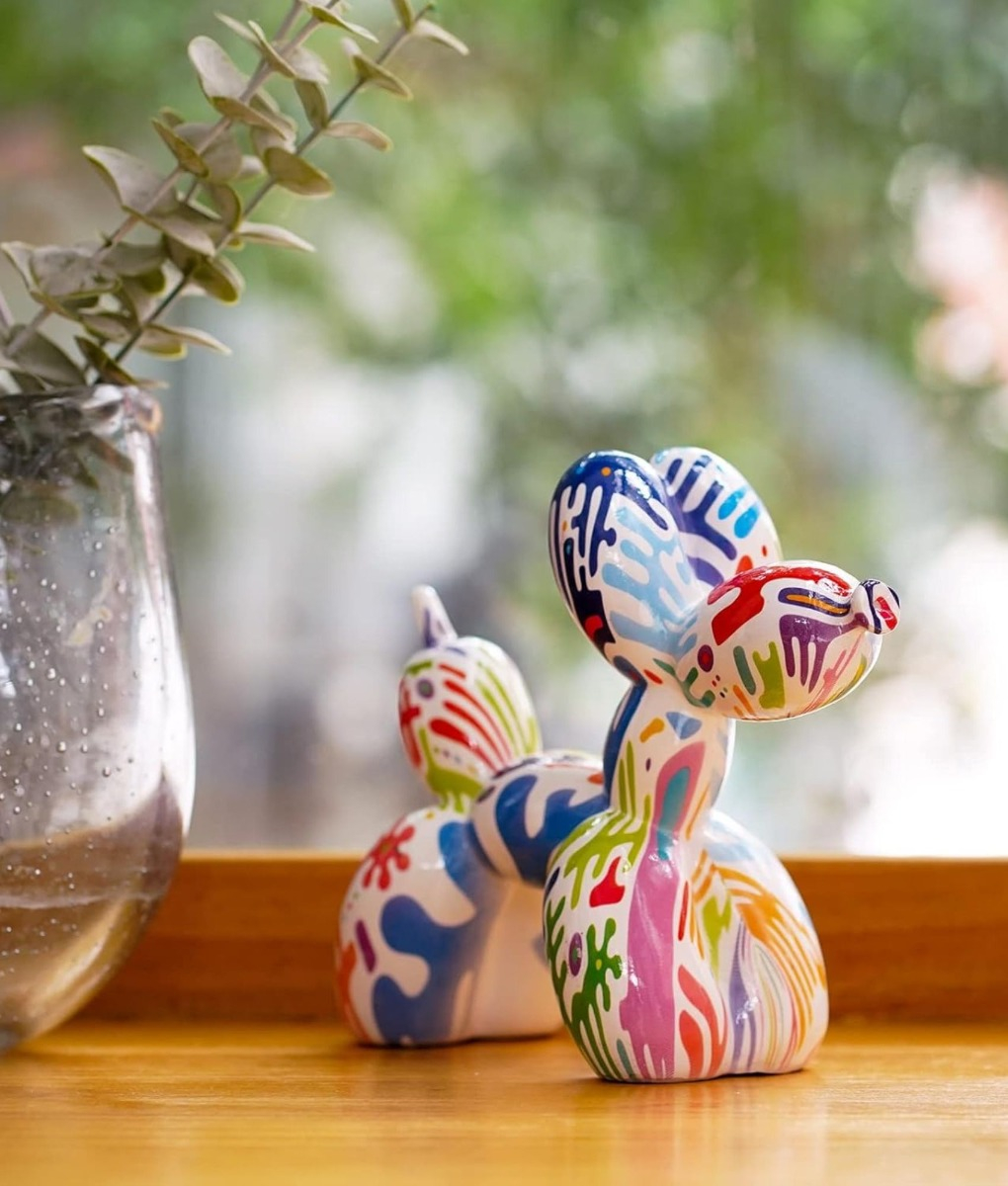 FIGURA DECORATIVA PERRO GLOBO GRAFFITI ESTATUA HOGAR JHN - 8