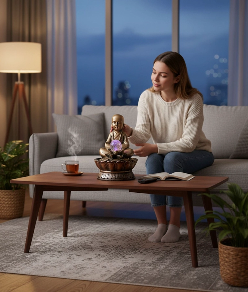 FIGURA DECORATIVA ESTATUA BUDA ADORNO HOGAR MEDITACION JHN - 4