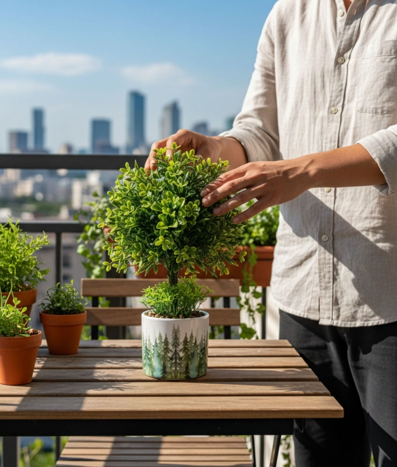 PLANTA ARTIFICIAL DECORATIVA ADORNO MODERNO ARBUSTO JHN - 5