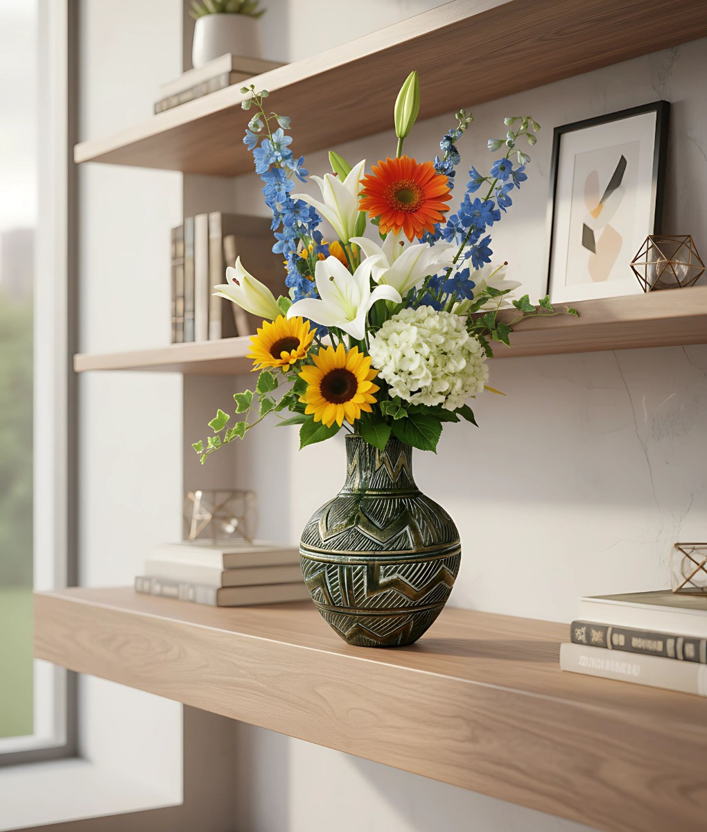 FLORERO DECORATIVO JARRON ADORNO LINEA GEOME TRICA HOGAR JHN - 10