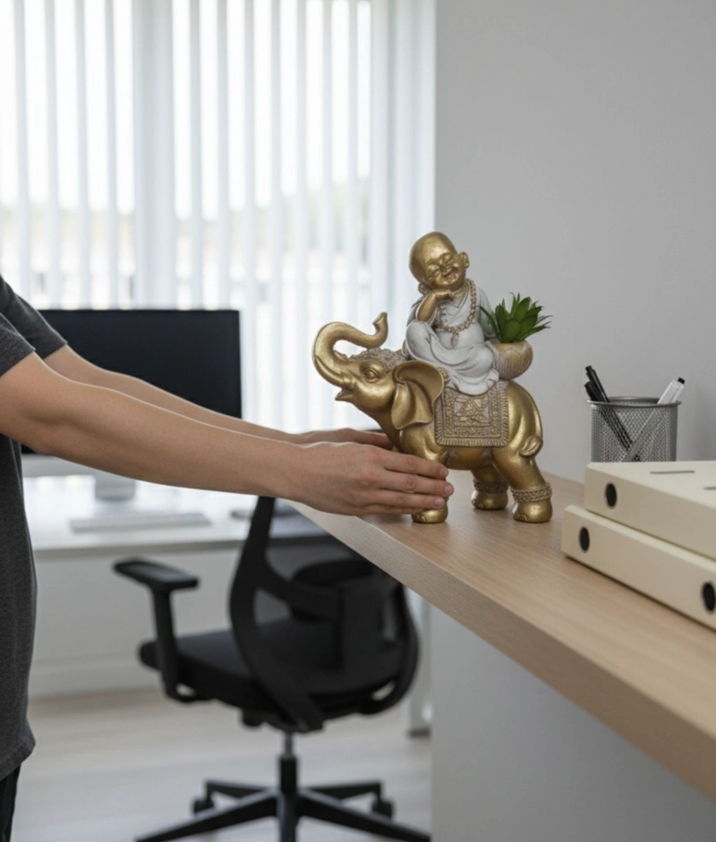 FIGURA DECORATIVA ADORNO BUDA ESTATUA HOGAR FELICIDAD JHN - 4