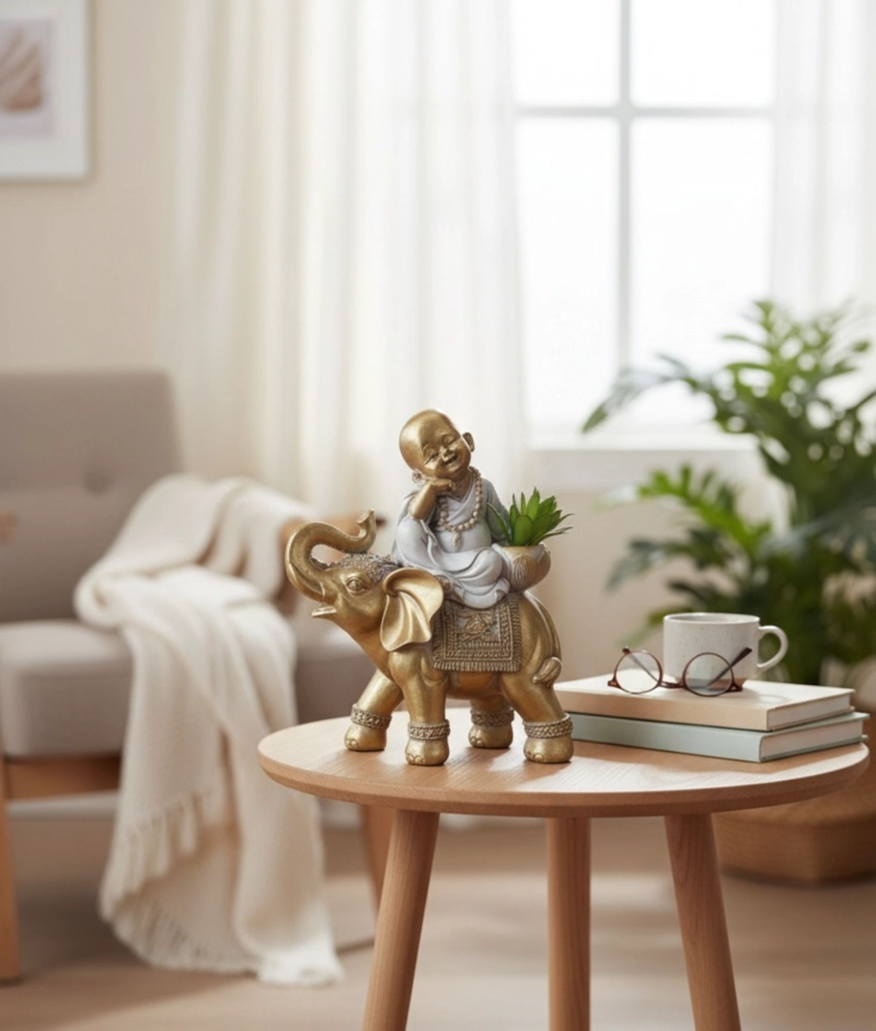 FIGURA DECORATIVA ADORNO BUDA ESTATUA HOGAR FELICIDAD JHN - 10