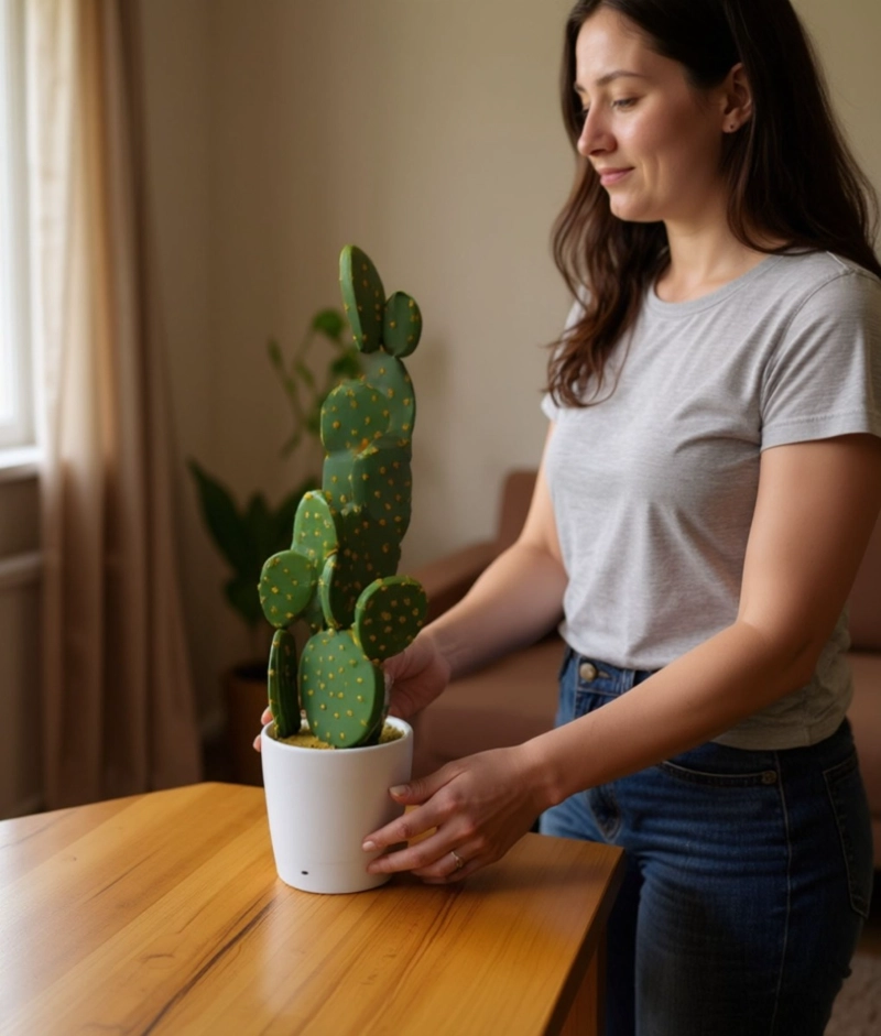 PLANTA ARTIFICIAL DECORATIVA CACTUS OPUNTIA REALISTA JHN - 3